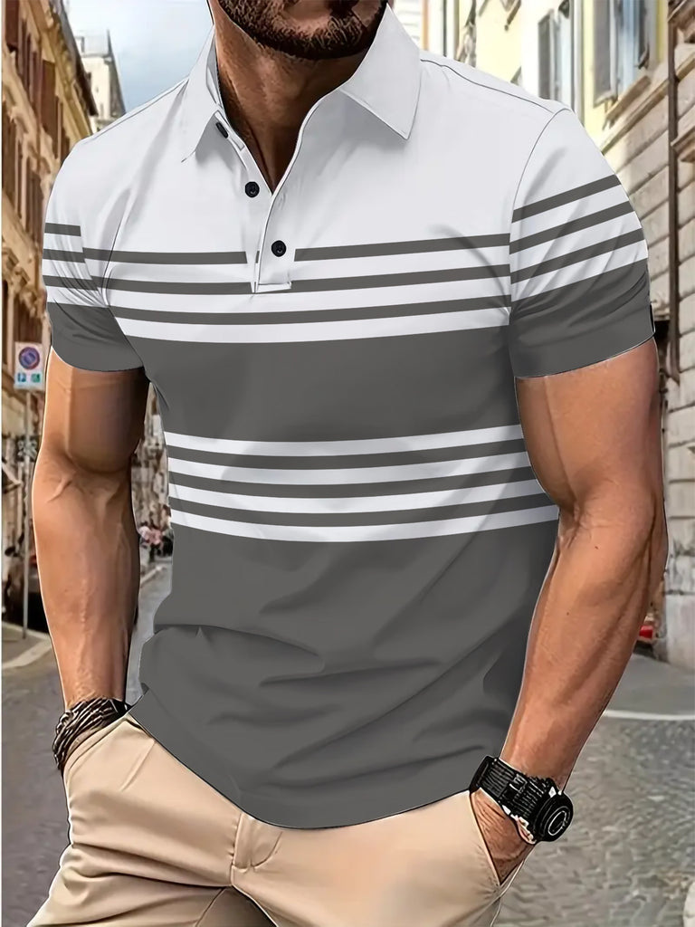 Herren Poloshirt mit maritimem Streifenmotiv und atmungsaktiven Eigenschaften WW