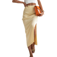 Damen Midi-Rock mit eleganten Knopfdetails und seitlichem Schlitz WW