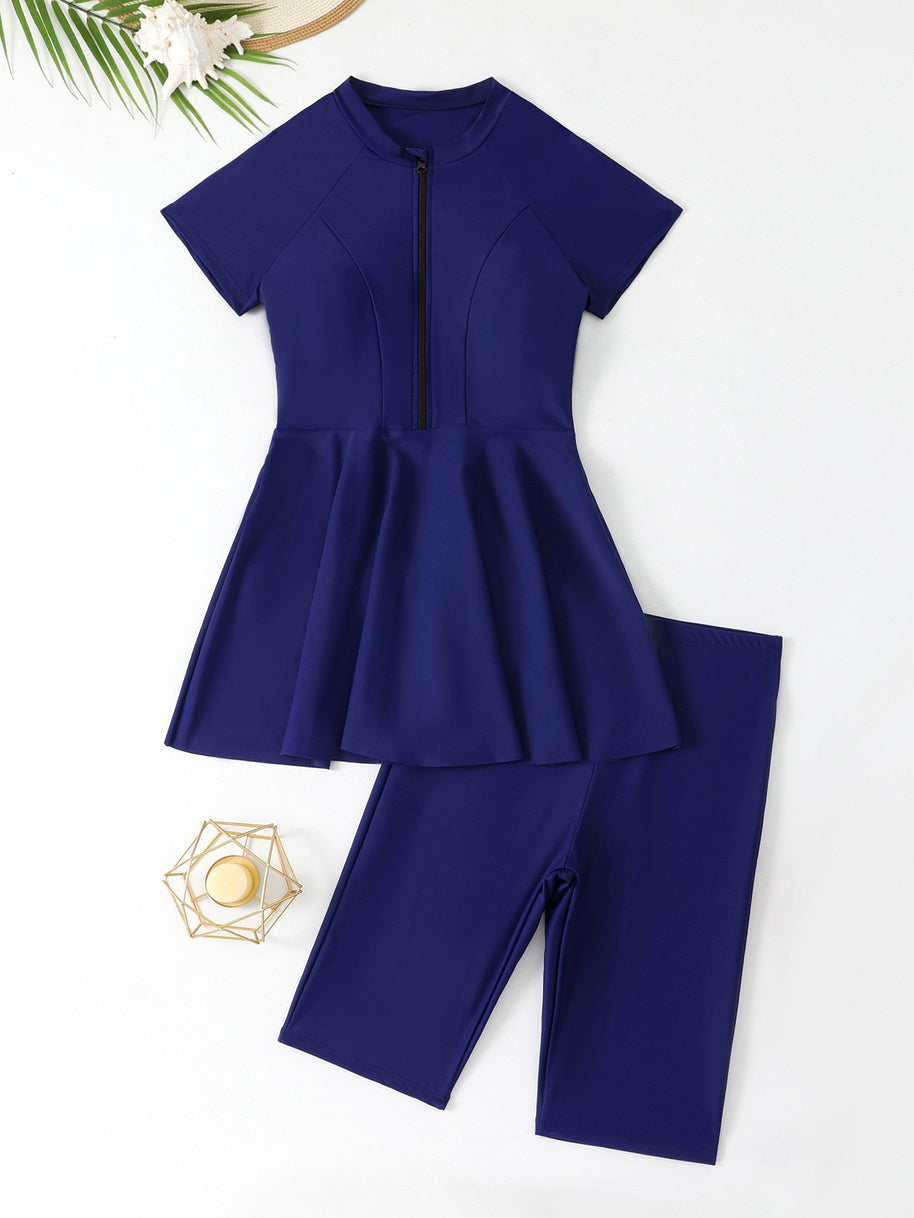 Damen Schwimmanzug mit Rock und praktischem Reißverschluss WW