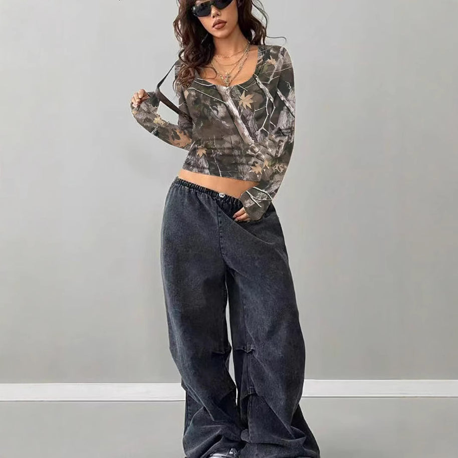 Damen Langarmshirt mit camouflagemuster WW