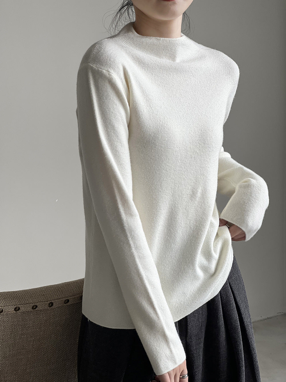 WW Halbturtleneck gebürsteter Soft-Touch-Pullover