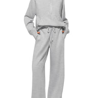 Damen sportliches Sweatset mit hohem Kragen und weitem Bein WW