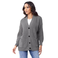 Damen Strickjacke mit großen Taschen und klassischem Knopfverschluss WW