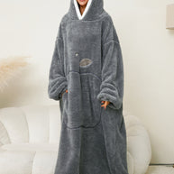 Damen Kuscheliger Hoodie-Decke mit großen Taschen und kontrastierendem Innenfutter WW
