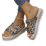 Damen Plattform-Slidesandalen mit doppelter Schnallen-Design WW