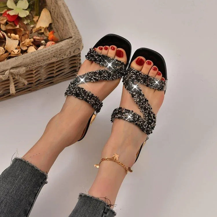 WW | Sandalen mit Absätzen und Pailletten