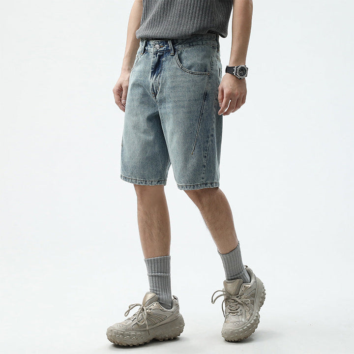 Herren Denim-Shorts im lässigen Relaxed Fit mit seitlichen Taschen W&W Mode