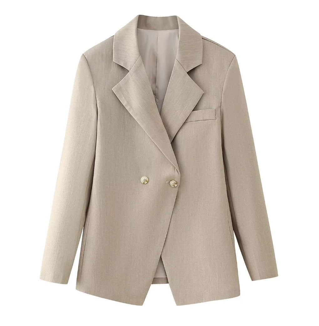 Damen eleganter, doppelreihiger Blazer mit klassischem Revers W&W Mode