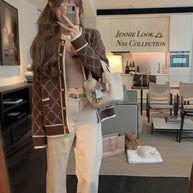 Damen Strickjacke mit dekorativem Muster und Taschen WW