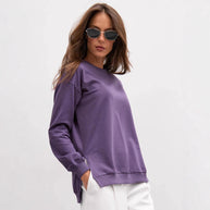 Damen bequemer Sweatshirt mit seitlichen Schlitzen WW
