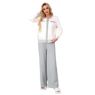 Damen Strick-Loungewear-Set mit feinen Knopfdetaillierungen und weitem Bein WW