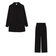 Damen Satin Pyjama Set mit langärmliger Bluse und weiten Hosen WW