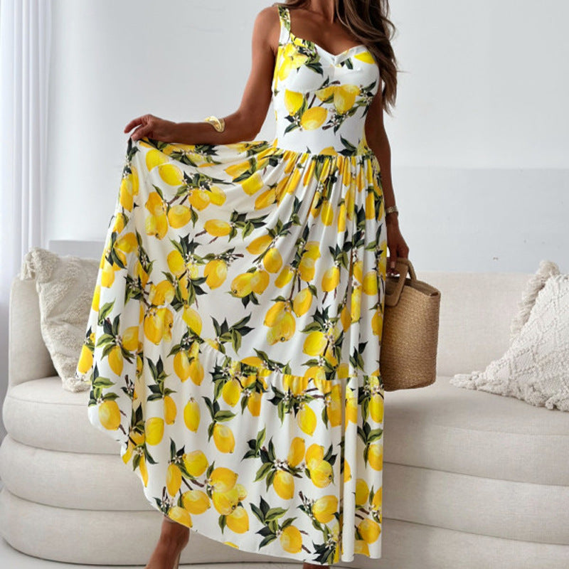 Damen Sommerkleid mit romantischem Zitronenprint W&W Mode