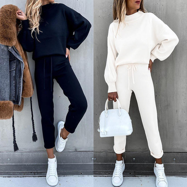 Damen Freizeitleggings mit hoch gezogenem Taillenbund und lässigem Sweater WW