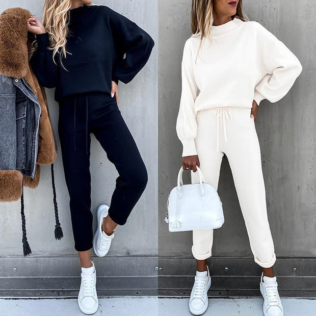 Damen Freizeitleggings mit hoch gezogenem Taillenbund und lässigem Sweater WW