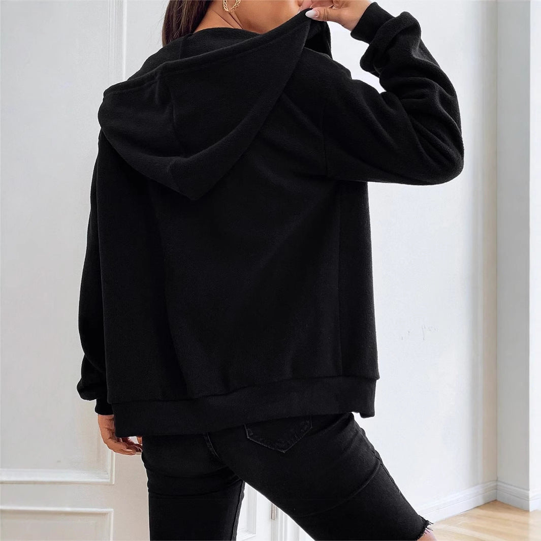 Damen Fleecejacke mit kapuze und praktischen Taschen WW