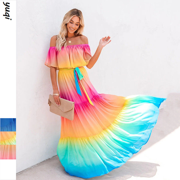 Damen Maxikleid mit schulterfreiem Design von W&W Mode