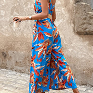 Damen Jumpsuit mit festlichem Blätterdesign WW