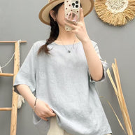 Damen Relaxed Fit Leinen Oversized Top WW