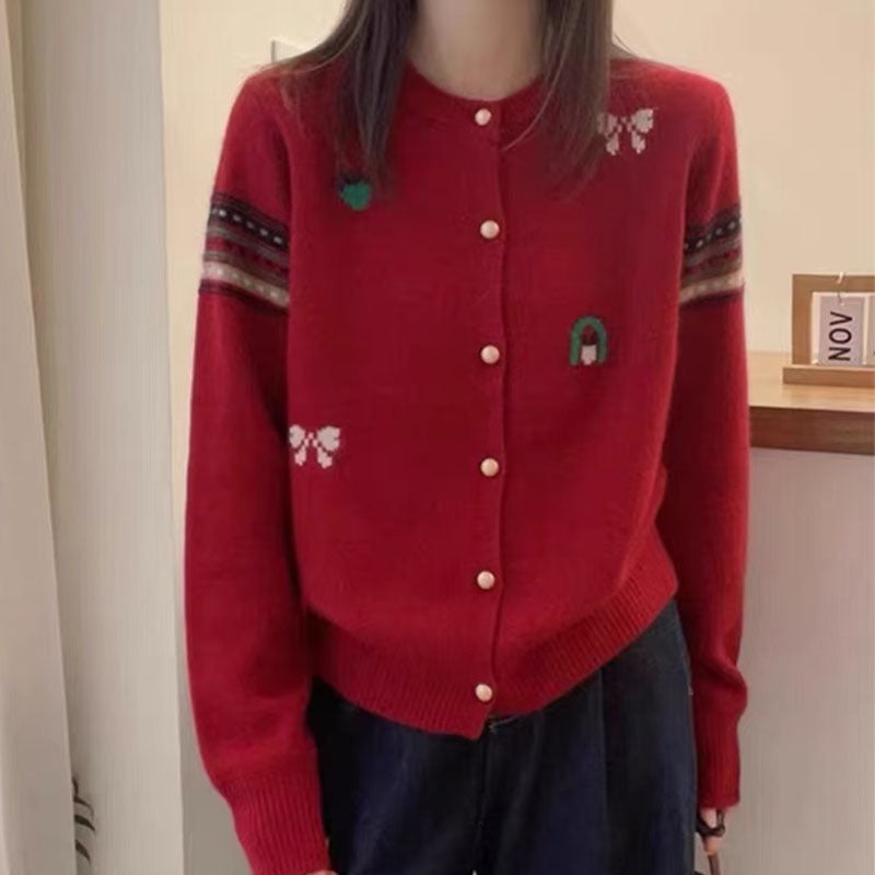 Damen Strickjacke mit eleganten Applikationen und Knopfdetails WW