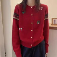 Damen Strickjacke mit eleganten Applikationen und Knopfdetails WW