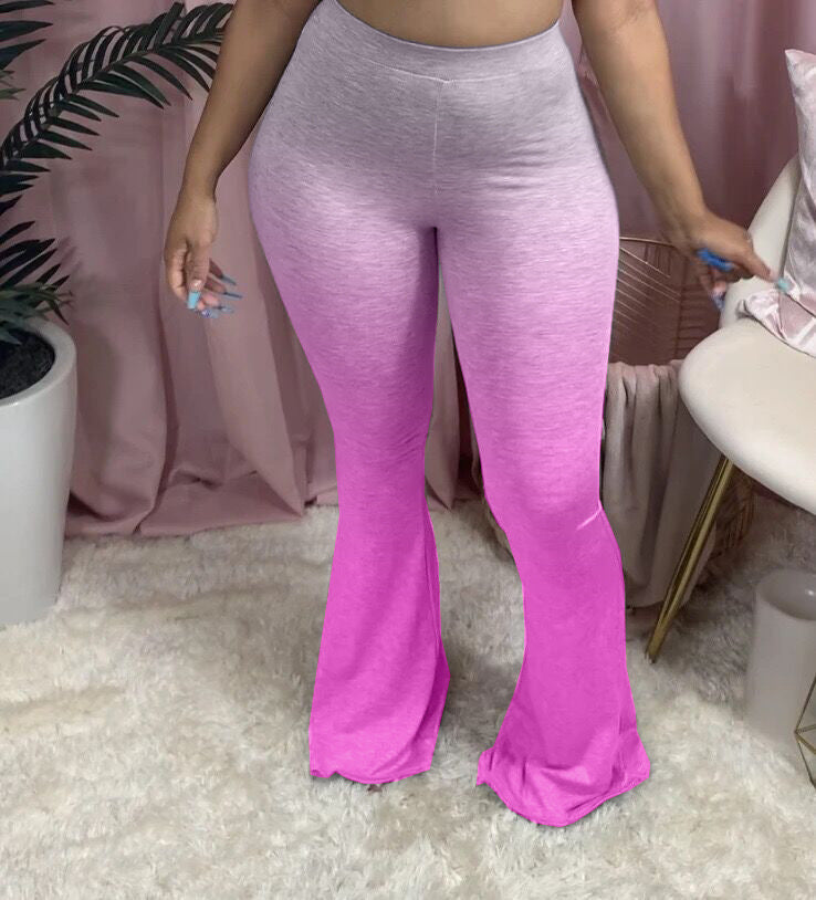 Damen Sportliche Flared Leggings mit Farbverlauf WW