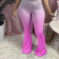 Damen Sportliche Flared Leggings mit Farbverlauf WW