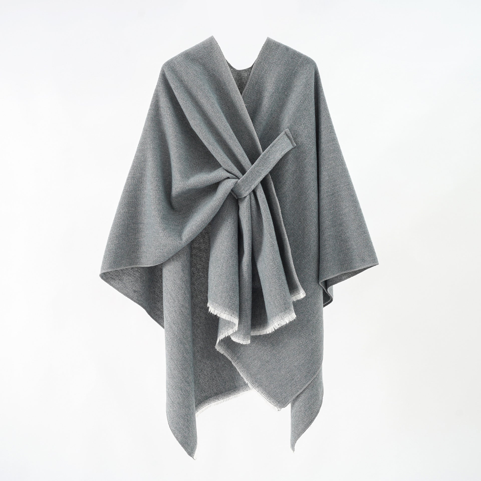 Damen Luxuriöser Oversize Poncho aus hochwertigem Mischgewebe WW