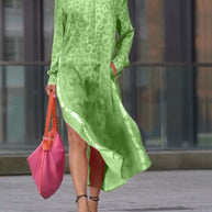 Damen Maxikleid mit lässiger Knopfleiste und animalischen Mustern WW