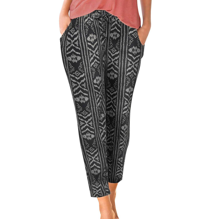 Damen Blumenhose mit elastischem Bund und seitlichen Taschen WW