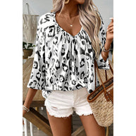 Damen Blusentop mit lockerer Passform und schickem Leo-Print WW