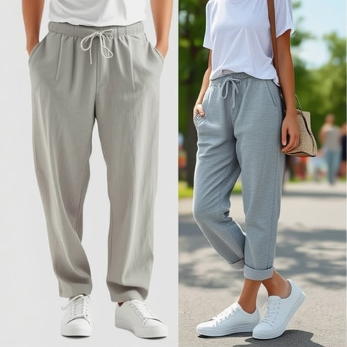 Damen Bequeme und lässige Chino-Hose mit elastischem Bund WW