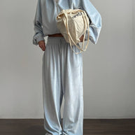 Damen sportlicher Fleece-Jogginganzug mit praktischen Taschen und hohem Kragen WW