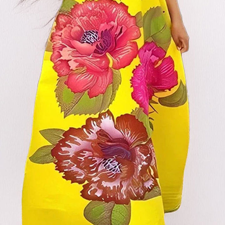 Damen Maxikleid mit elegantem V-Ausschnitt und blühendem Design W&W Mode