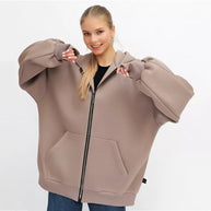 Damen Oversized Kapuzenjacke mit durchgehendem Reißverschluss und extrem bequemem Schnitt WW