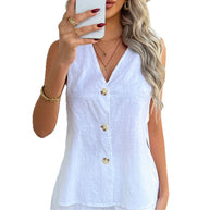Damen ärmellose Bluse mit Knopfleiste und elegantem Schnitt WW