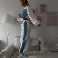 Damen Sportliches Cropped-Set mit farblich abgestimmten Akzenten WW
