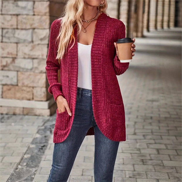 Damen Strickjacke mit strukturiertem Design und praktischen Taschen WW