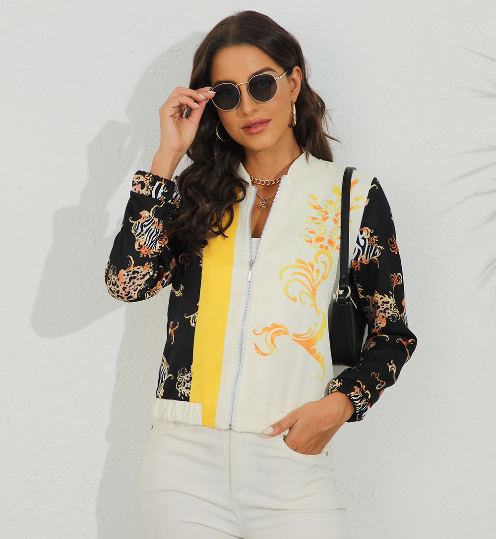 Damen sportliche Bomberjacke mit tierischem Print WW