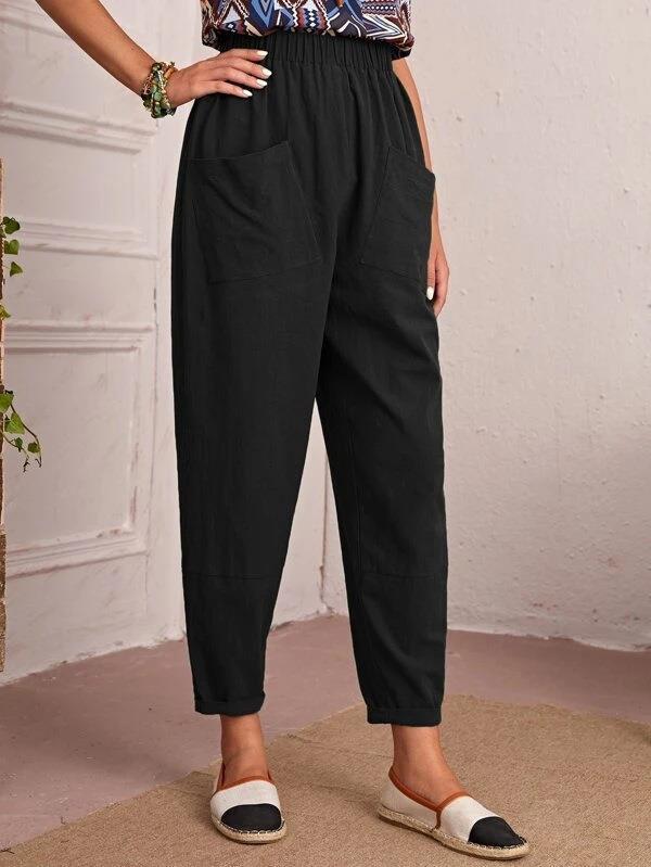 Damen Bequeme Chino-Hose mit elastischem Bund und praktischen Taschen WW