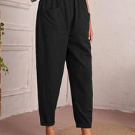 Damen Bequeme Chino-Hose mit elastischem Bund und praktischen Taschen WW