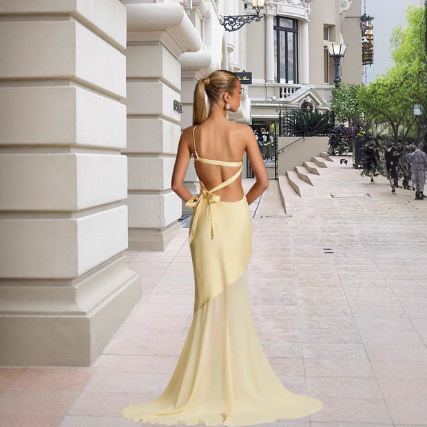 Damen asymmetrisches Abendkleid WW