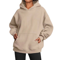 Damen oversized Kapuzenpullover aus weichem Baumwollmix mit praktischen Taschen WW