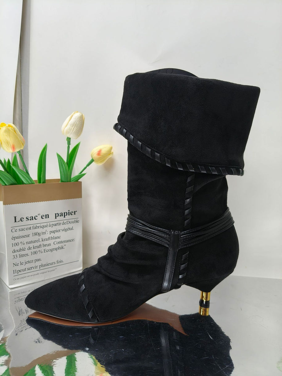 Damen Slouchy Knöchelstiefel mit dekorativem Schnallen-Detail WW