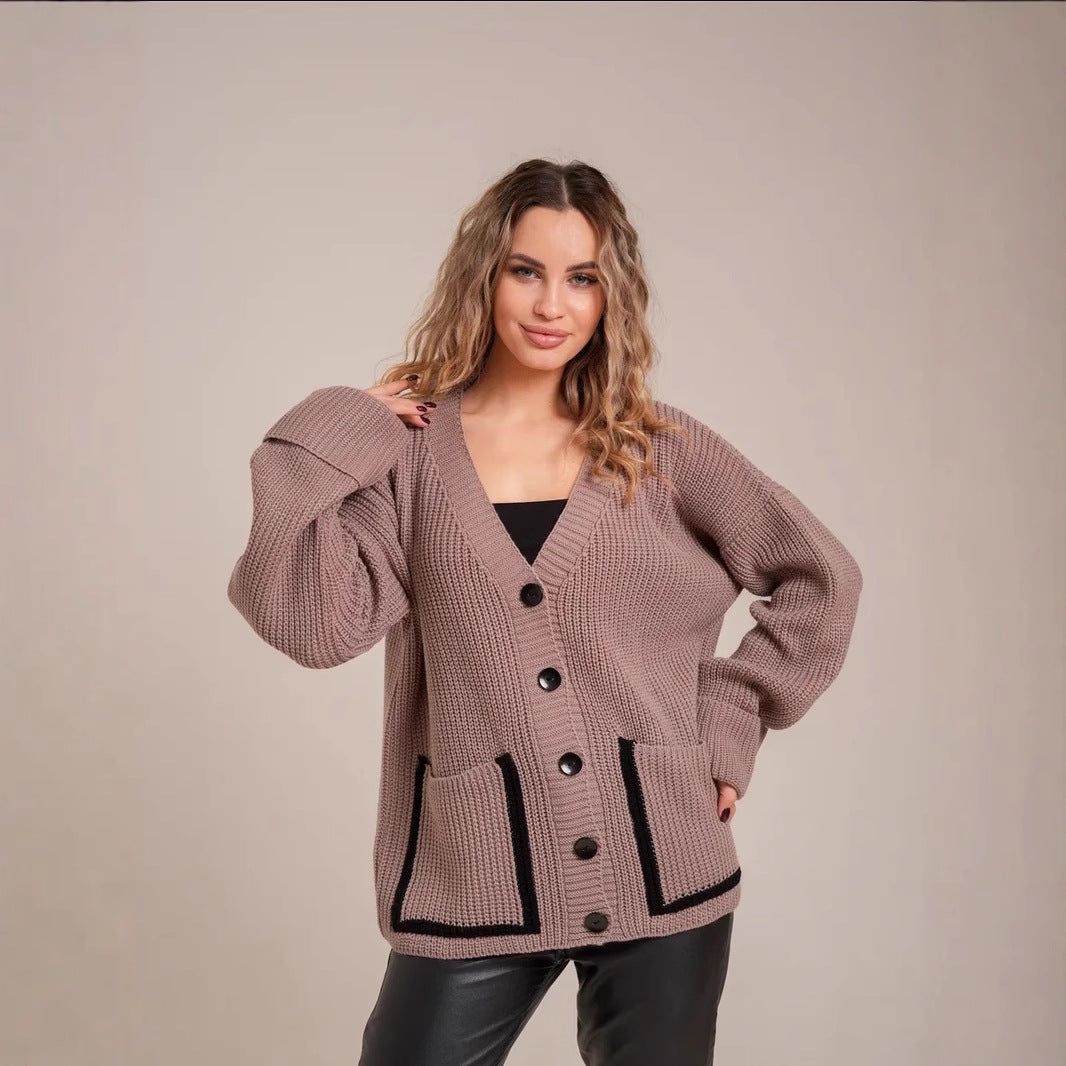 Damen Strickjacke mit großen Taschen WW