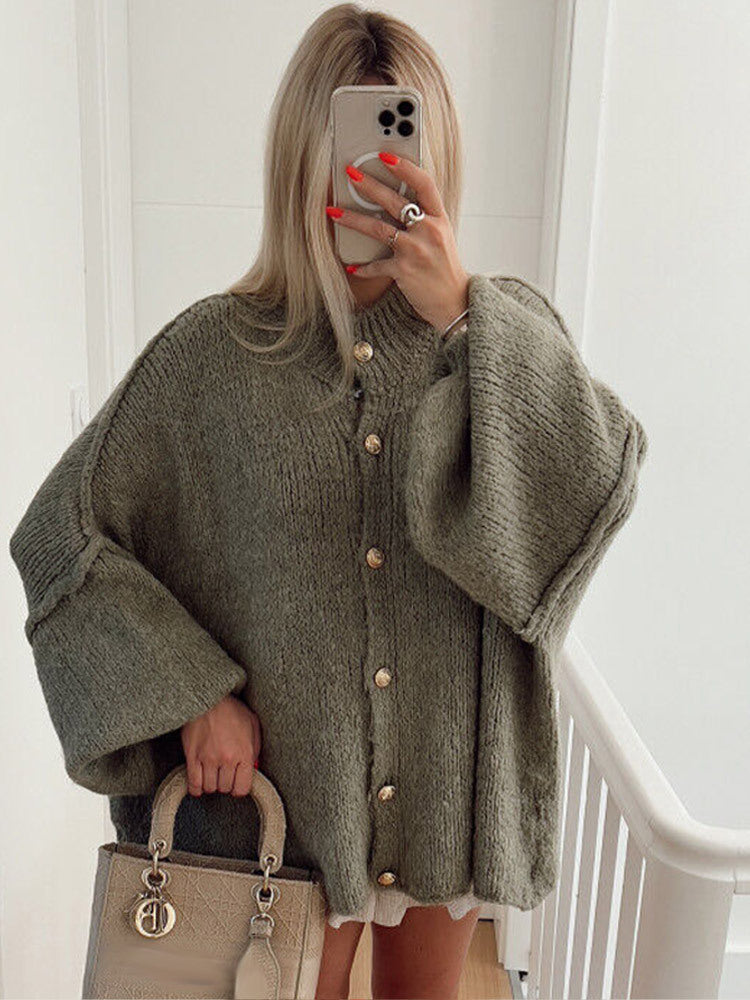 Damen Strickjacke mit oversized Schnitt und eleganten Knopfdetails WW