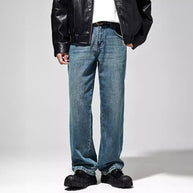 Herren Baggy Jeans im Vintage-Look mit distressed Effekten und hohem Bund WW