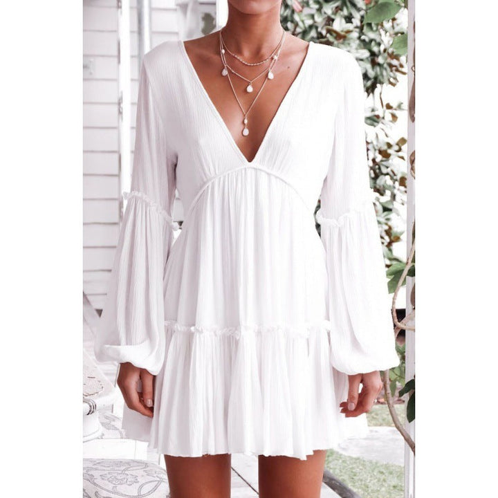 Damen Boho-Chic Strandkleid mit lockeren Ärmeln W&W Mode