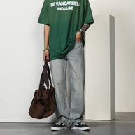 Herren entspannte Bootcut-Jeans mit hohem Bund und lässigem Schnitt WW