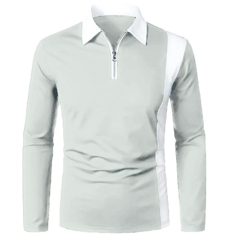 Herren Langarm Poloshirt mit modernem Reißverschluss und kontrastierenden Einsätzen WW